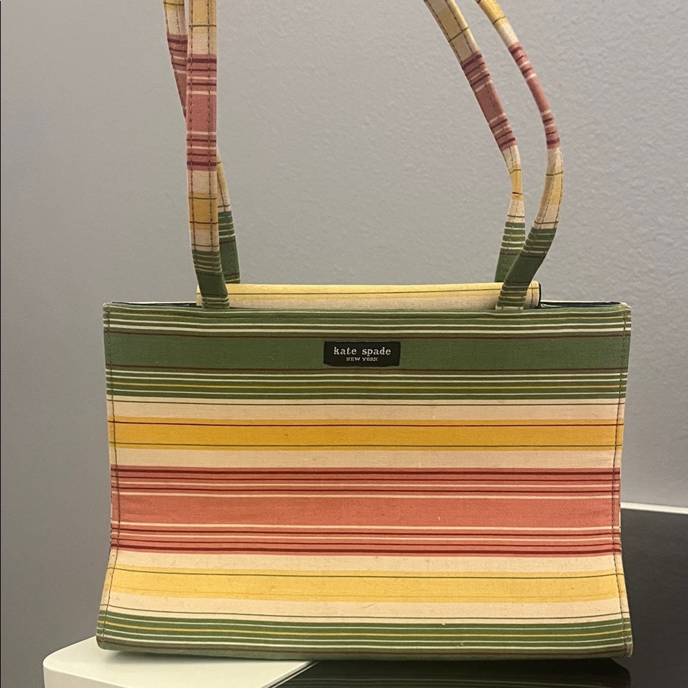 Kate Spade Striped Tote in Green, Pink, and Yellow